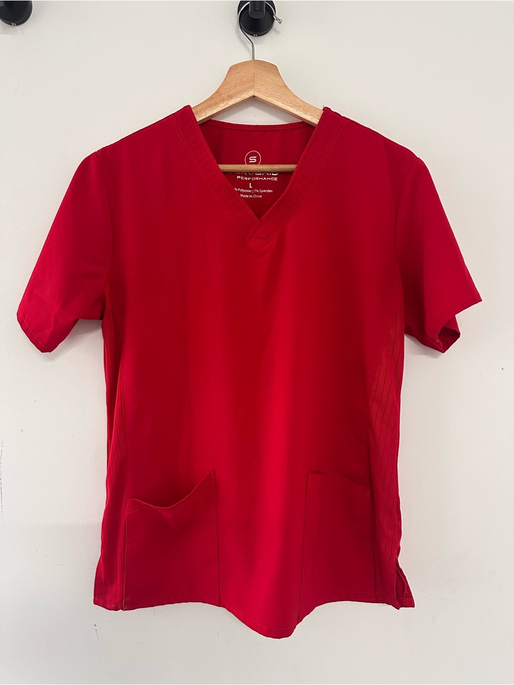 ScrubAid Performance V-Neck Scrub Top Large Red Medical Scrubs colorful doctor